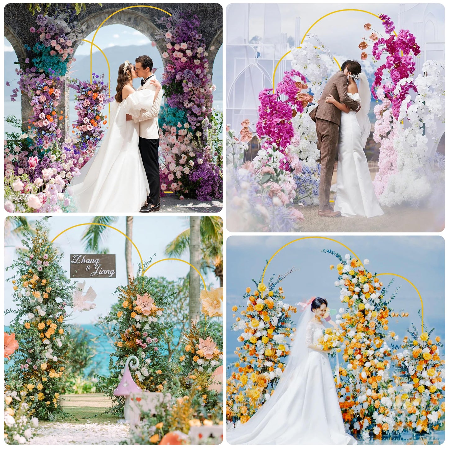 Wokceer Wedding Arch Backdrop Stand 7.2FT, 6.6FT White Metal Arch Stand Set of 2 for Birthday Party Wedding Ceremony Baby Shower Graduation Decoration