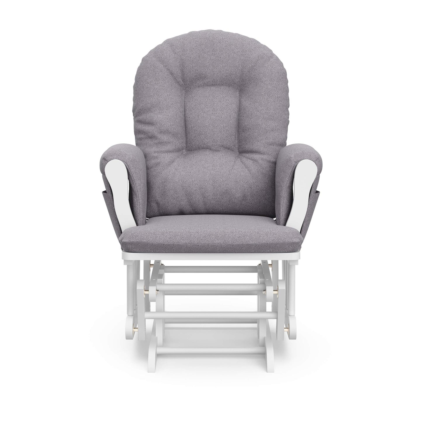 Storkcraft Premium Hoop Glider and Ottoman (Espresso Base, Gray Cushion) – Padded Cushions with Storage Pocket, Smooth Rocking Motion, Easy to Assemble, Solid Hardwood Base