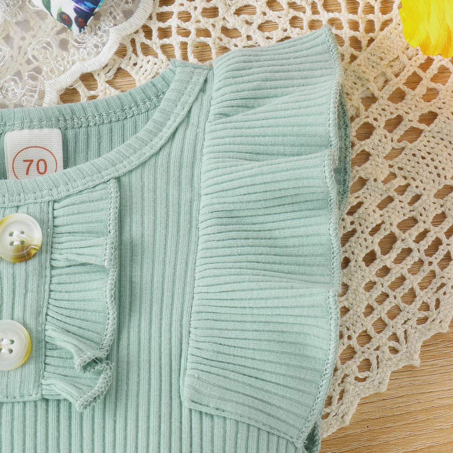 Newborn Baby Girl Clothes Outfits Ruffle Romper and Short Pant Sets with Headband Infant Bodysuits