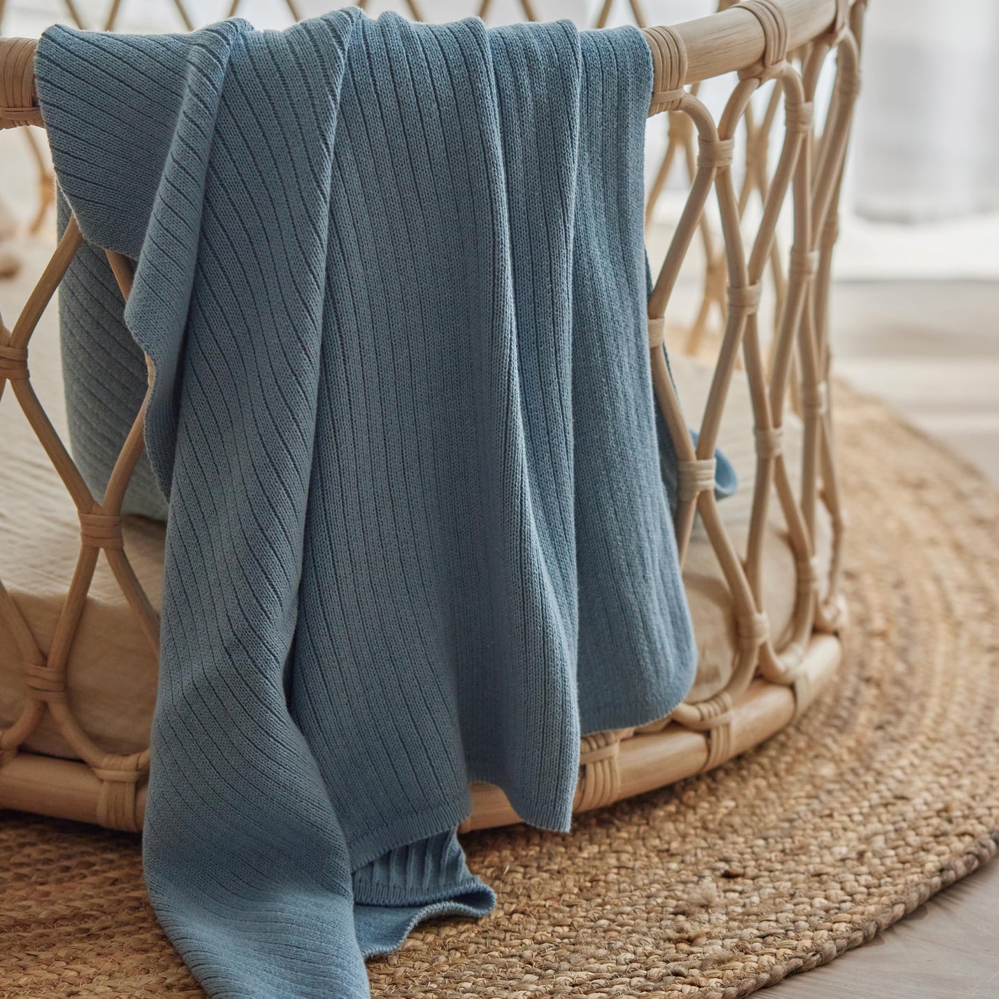 Knitted Organic Cotton Baby Blanket- Swaddle Blanket, 30" x 40" Soft Receiving Blanket for Newborn (Mochachino)
