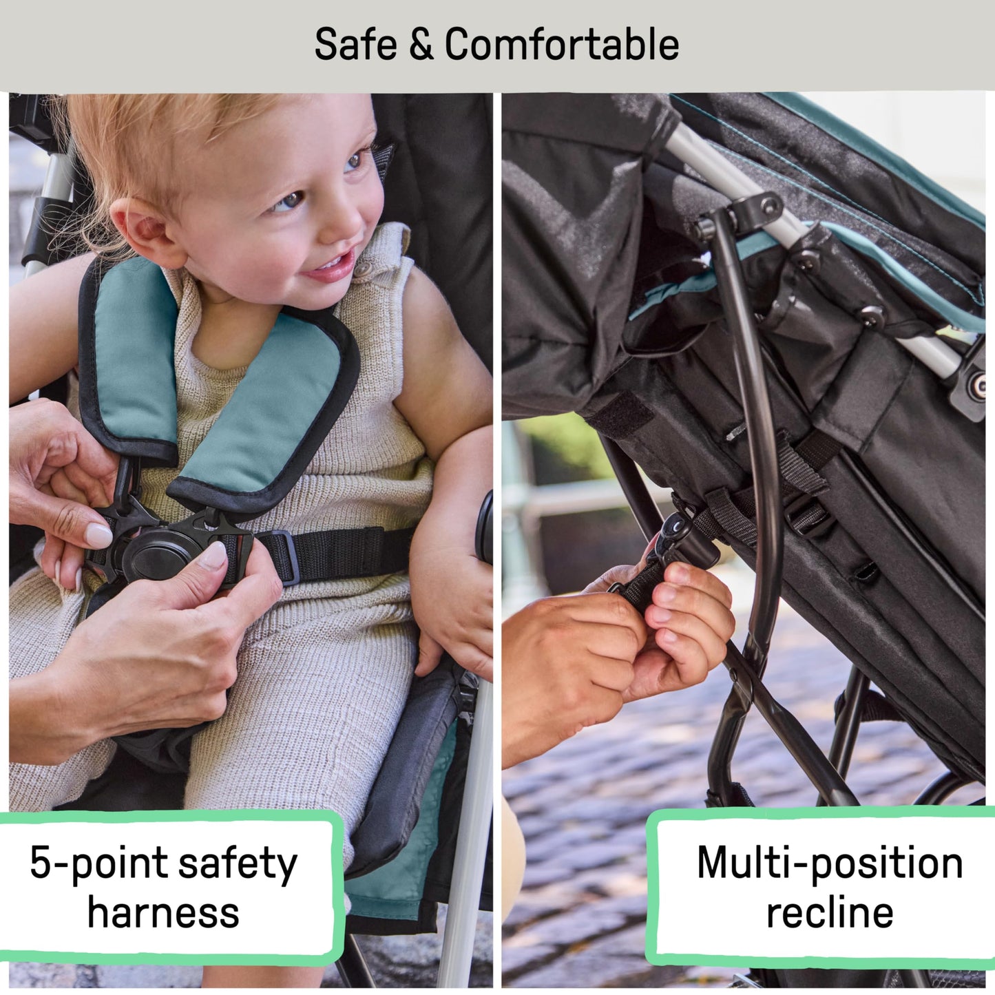Summer by Ingenuity 3D Mini Convenience Stroller – Lightweight Stroller with Compact Fold, Multi-Position Recline, Canopy with Pop Out Sun Visor and More – Umbrella Stroller for Travel, Pink