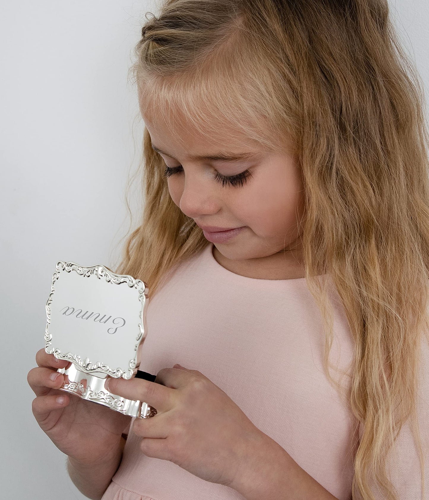 Cherished Moments Personalized Small Rectangle-Shaped Jewelry Keepsake Box with Custom Engraved Name or Initials, Silver Toned