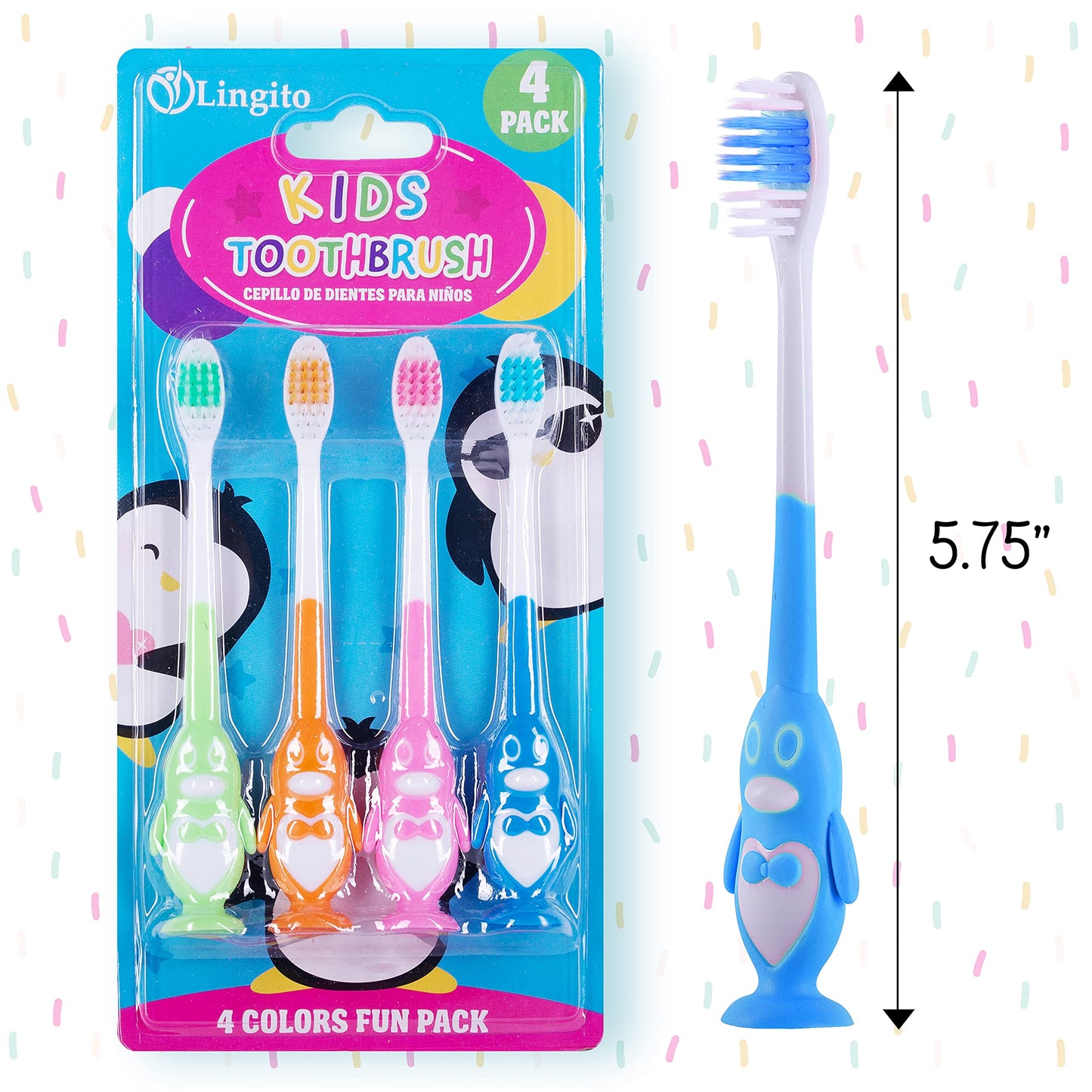 Kids' Soft Toddler Toothbrush, Gentle Bristles for Home, School, Camp, Sleepovers - Folding Handles for Tiny Hands (3 Pack)