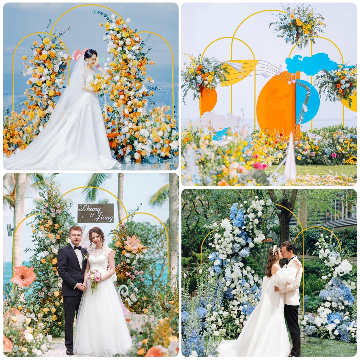 Wokceer Wedding Arch Backdrop Stand 7.2FT, 6.6FT White Metal Arch Stand Set of 2 for Birthday Party Wedding Ceremony Baby Shower Graduation Decoration