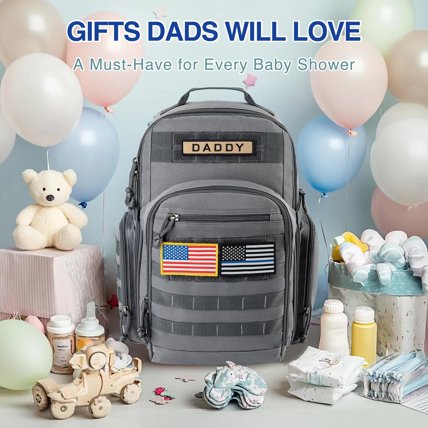 MIRACOL Military Diaper Bag for Dad - Large Diaper Backpack with 12+ Compartments - Insulated Bottle Pockets Quick-Access Wipe Dispenser for Travel Hiking Camping Tan