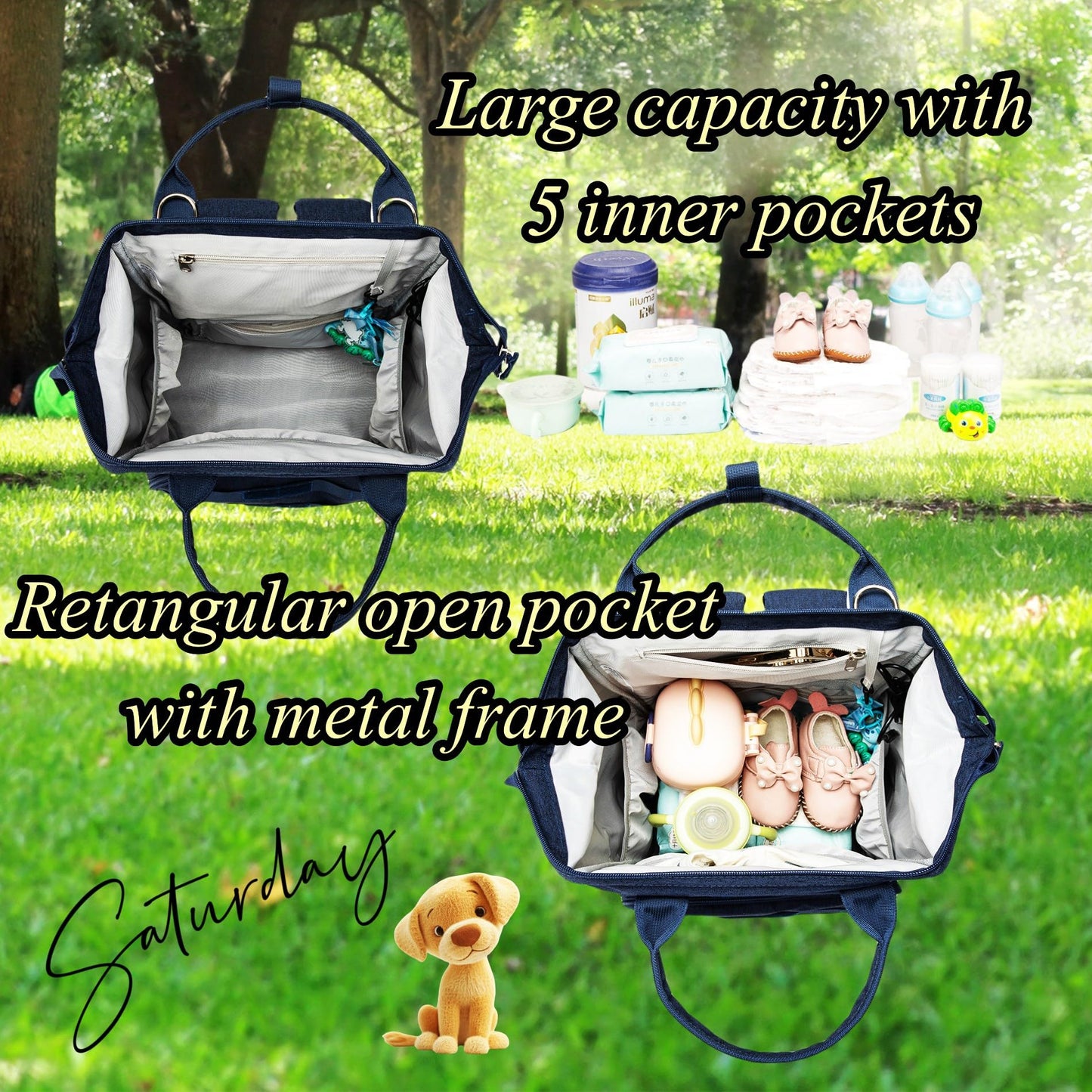 Diaper Bag Backpack for Dad and Mom with USB Charging Port Stroller Straps and Insulated Pocket,army military Travel Nappy Backpack for Daddy/Mommy (Black)