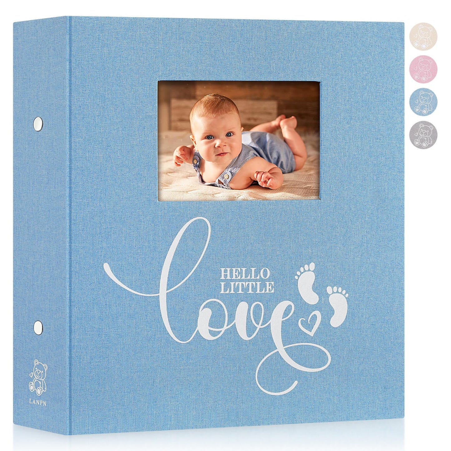 Lanpn Baby Photo Album 4x6 600 Pockets, Linen cover Newborn Bebe Memory Book Photobook Holds 600 Horizontal and Vertical Pictures, Picture Album with Front Window Gift for Boy Girl Baby Shower Pink