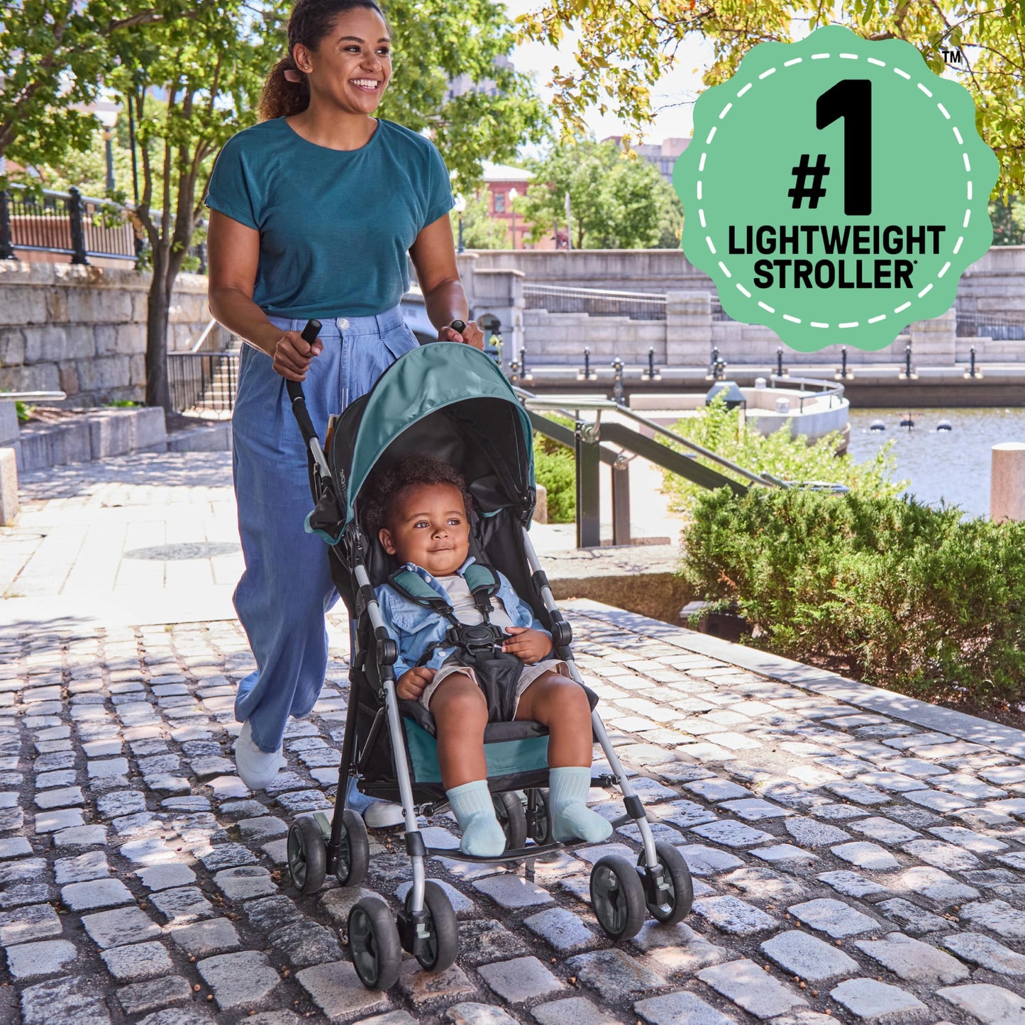 Summer by Ingenuity 3D Mini Convenience Stroller – Lightweight Stroller with Compact Fold, Multi-Position Recline, Canopy with Pop Out Sun Visor and More – Umbrella Stroller for Travel, Pink