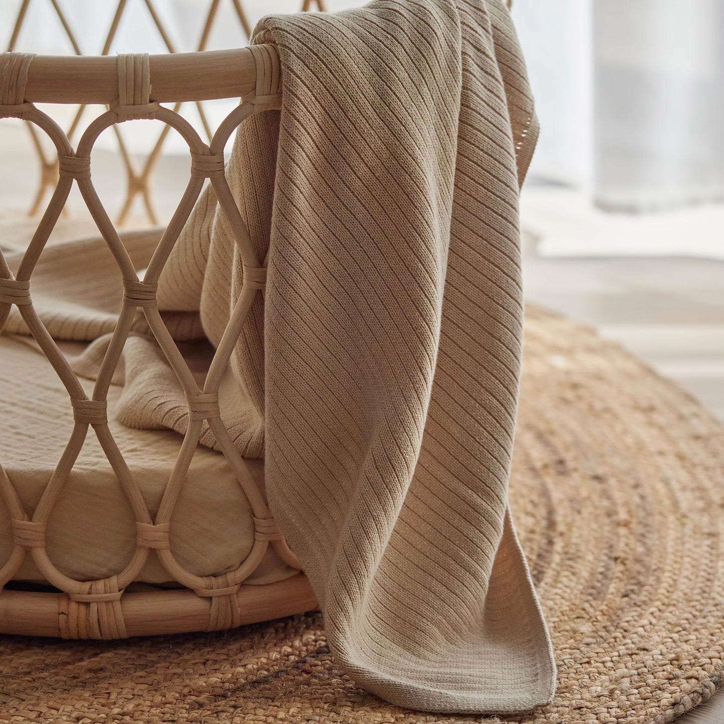 Knitted Organic Cotton Baby Blanket- Swaddle Blanket, 30" x 40" Soft Receiving Blanket for Newborn (Mochachino)