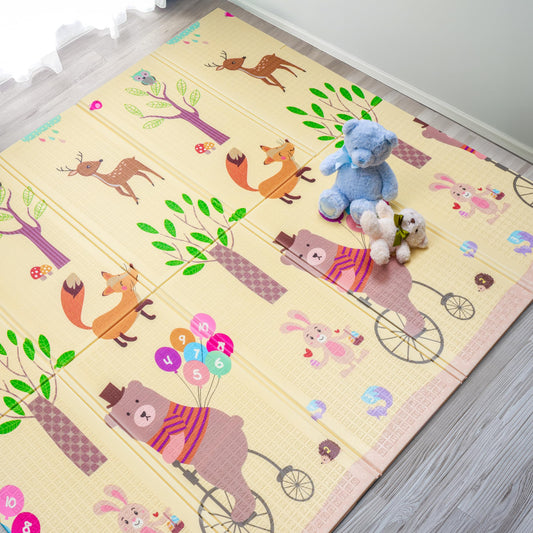 Sorbus Foldable Baby Play Mat, Kids Foam Mats for Floor with Travel Bag - Waterproof Foldable Play Mats for Babies, Infants, Toddlers, and Kids Playtime & Tummy Time 78x70x0.4 (Safari Party)