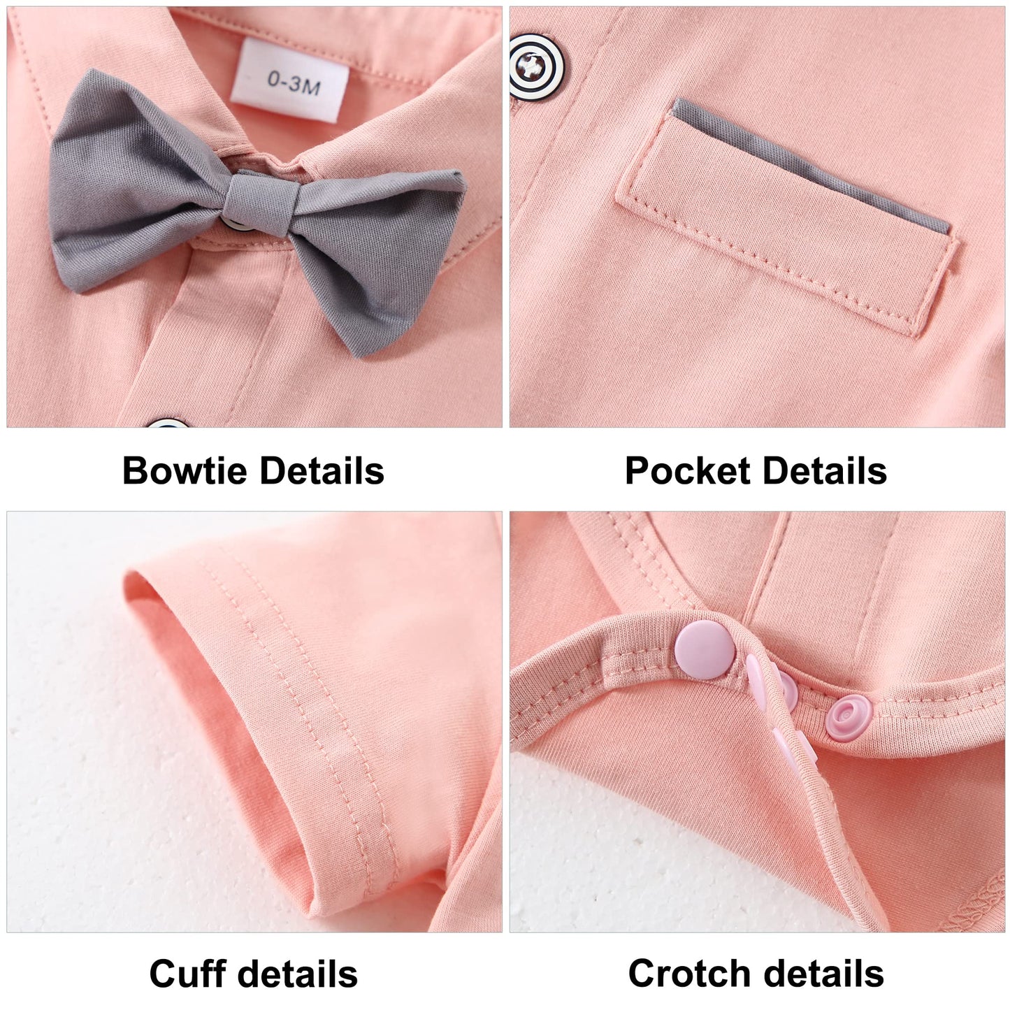 ZOEREA Baby Boy Clothes Suit Infant Short Sleeve Gentleman Outfits Dress Shirt+Bowtie+Suspender Shorts 0-18M