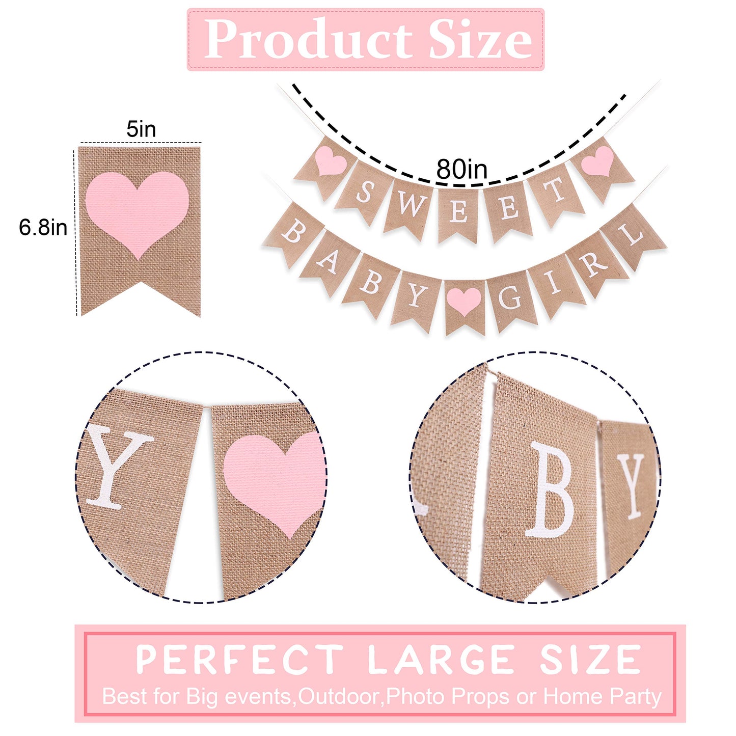 Sweet Baby Boy Burlap Banner - Rustic Baby Shower Decorations, Photo Props (Sweet Baby Boy Blue)