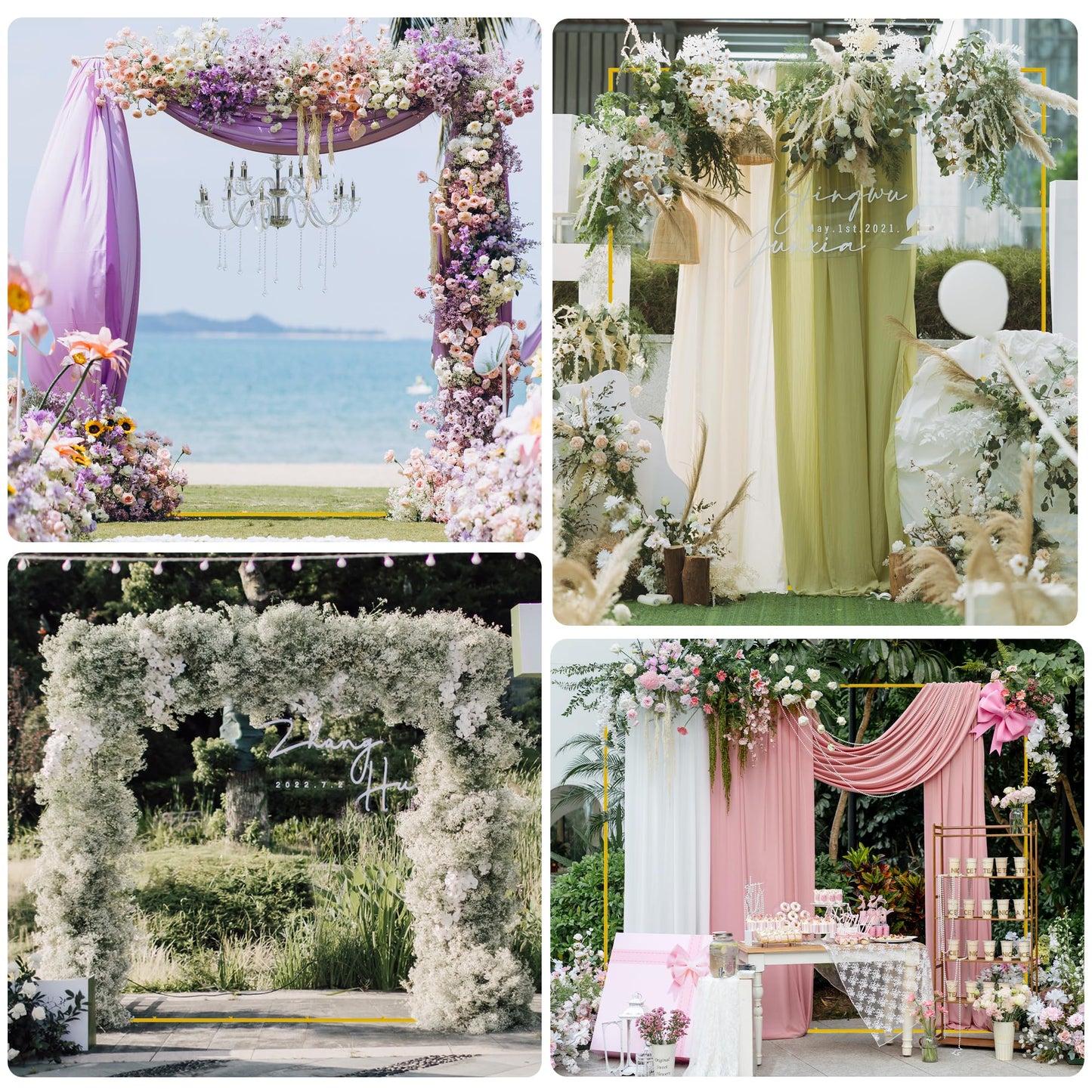 Wokceer Wedding Arch Backdrop Stand Square 6.6FTx6.6FT Gold Metal Balloon Arch Stand Garden Arbor Backdrop Frame for Wedding Birthday Party Baby Shower Photo Booth Background Decoration