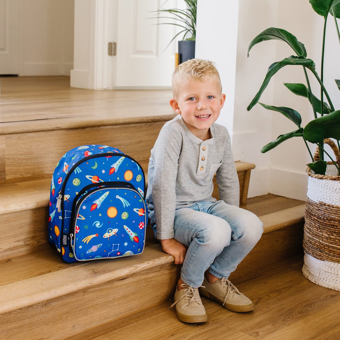 Wildkin 12-inch Kids Backpack – Padded, Adjustable, Ideal for Daycare & Travel - Trains, Planes, and Trucks
