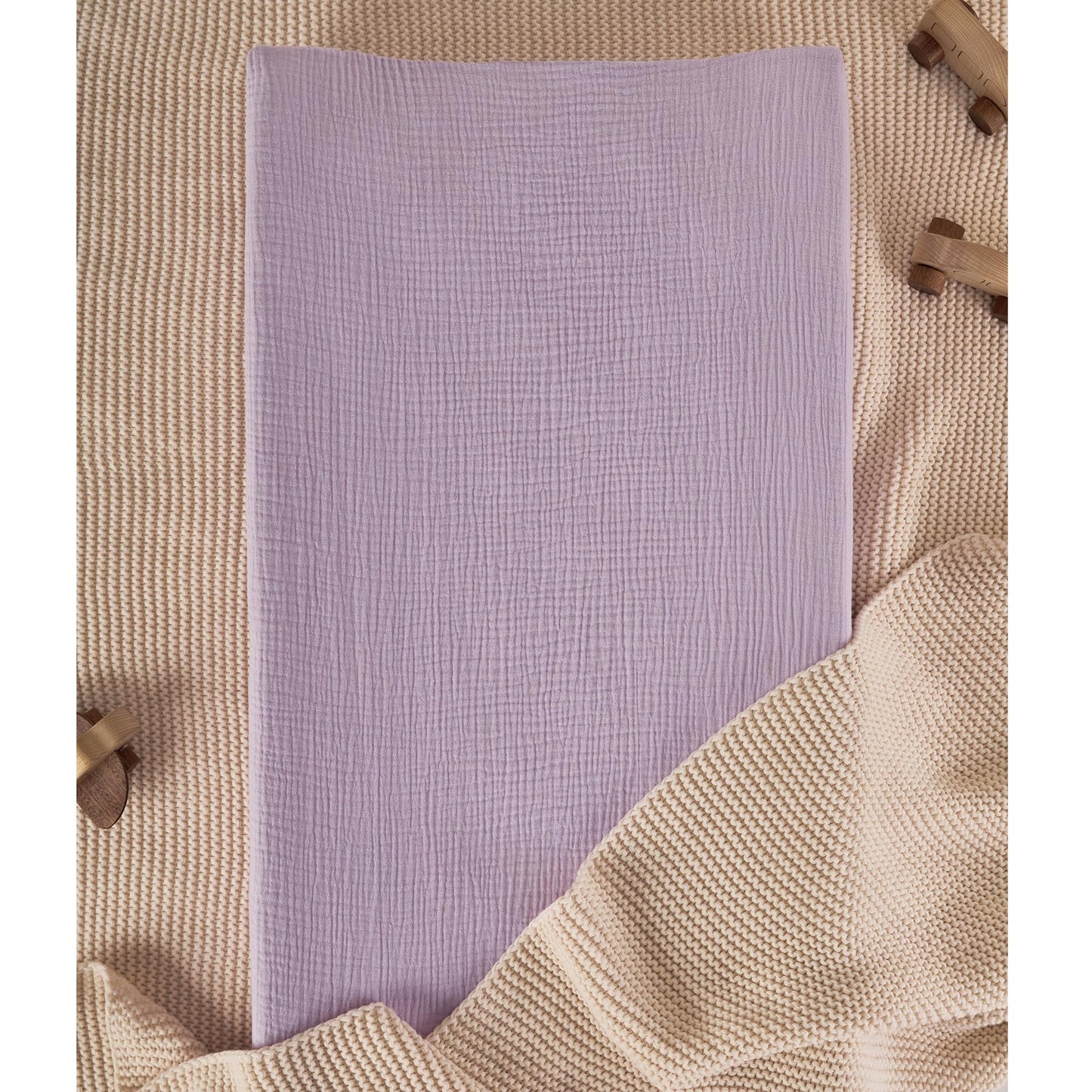 TILLYOU Muslin Changing Pad Cover for Girls Boys, Soft and Breathable Baby Diaper Changing Pad Cover, 2 Pack Light Purple&Light Pink
