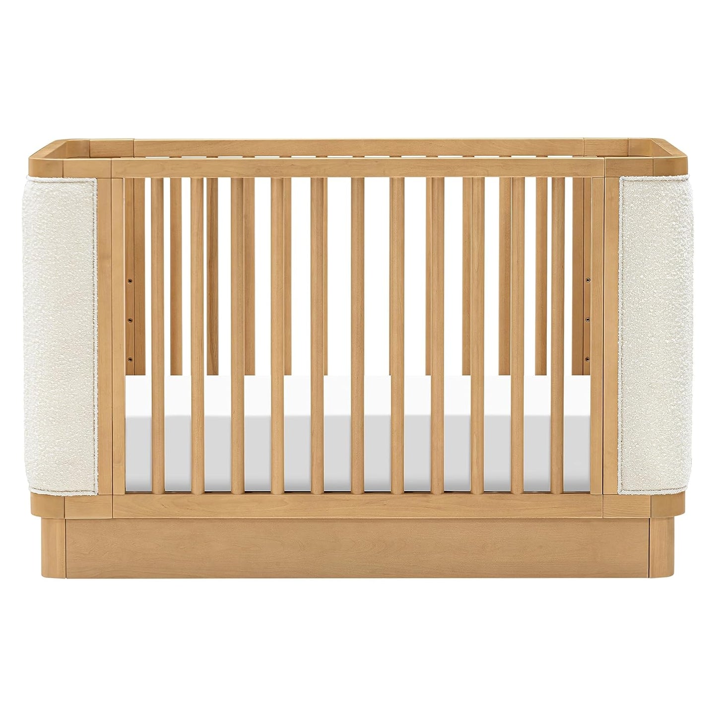Babyletto Bondi Boucle 4-in-1 Convertible Crib with Toddler Bed Conversion Kit in Honey with Ivory Boucle, Greenguard Gold Certified