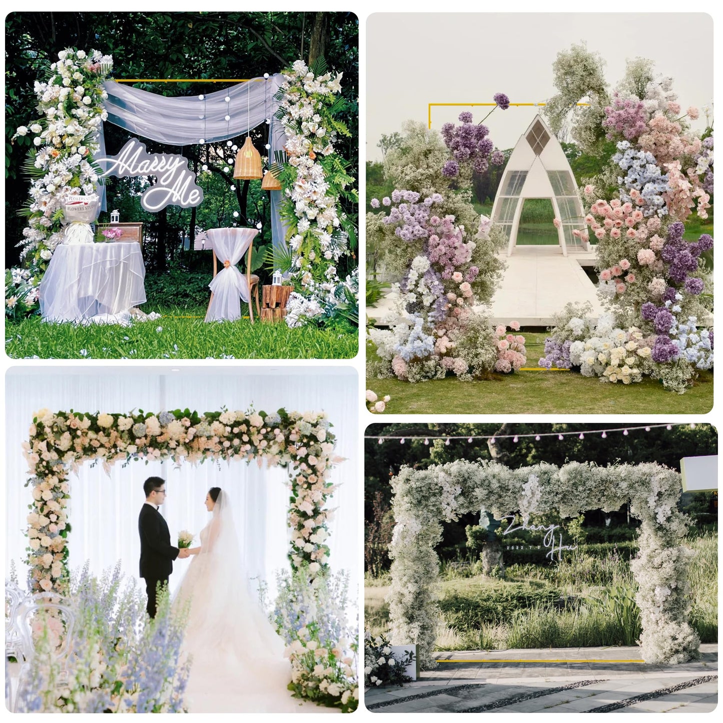 Wokceer Wedding Arch Backdrop Stand Square 6.6FTx6.6FT Gold Metal Balloon Arch Stand Garden Arbor Backdrop Frame for Wedding Birthday Party Baby Shower Photo Booth Background Decoration