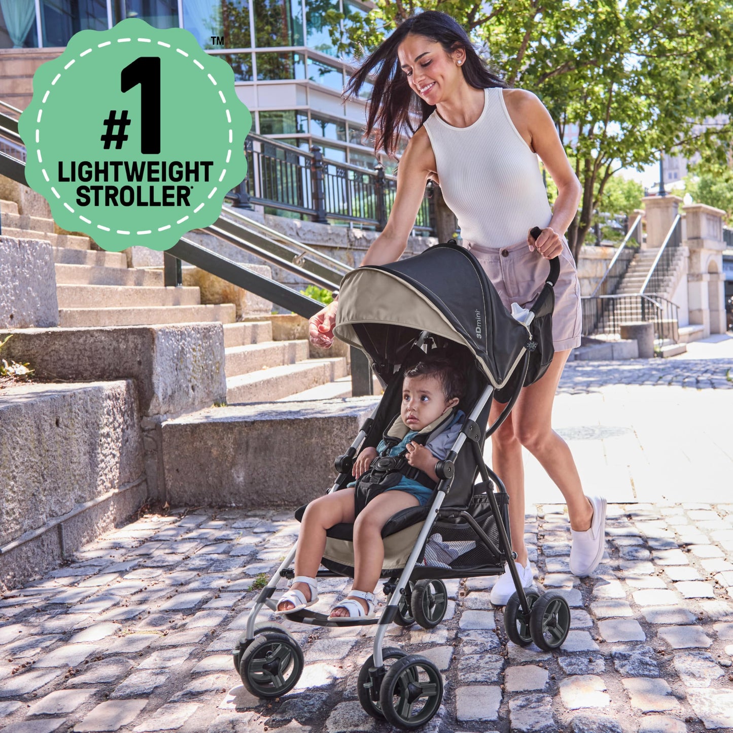 Summer by Ingenuity 3D Mini Convenience Stroller – Lightweight Stroller with Compact Fold, Multi-Position Recline, Canopy with Pop Out Sun Visor and More – Umbrella Stroller for Travel, Pink