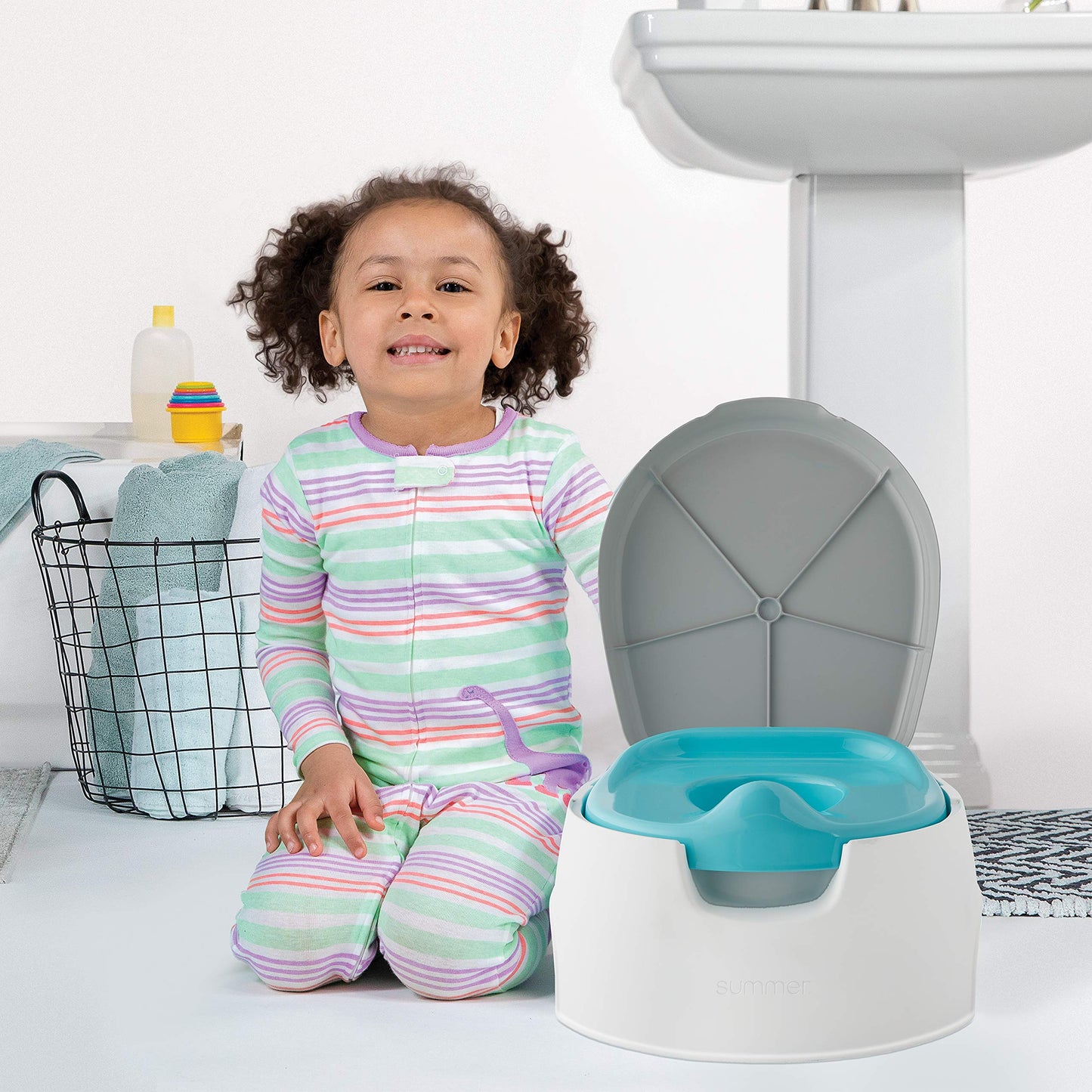 Ingenuity Prepare to Potty 3-in-1 System - Potty Training Toilet, Topper, Step Stool, Easy Setup, Pink, for Toddlers 18 Months+