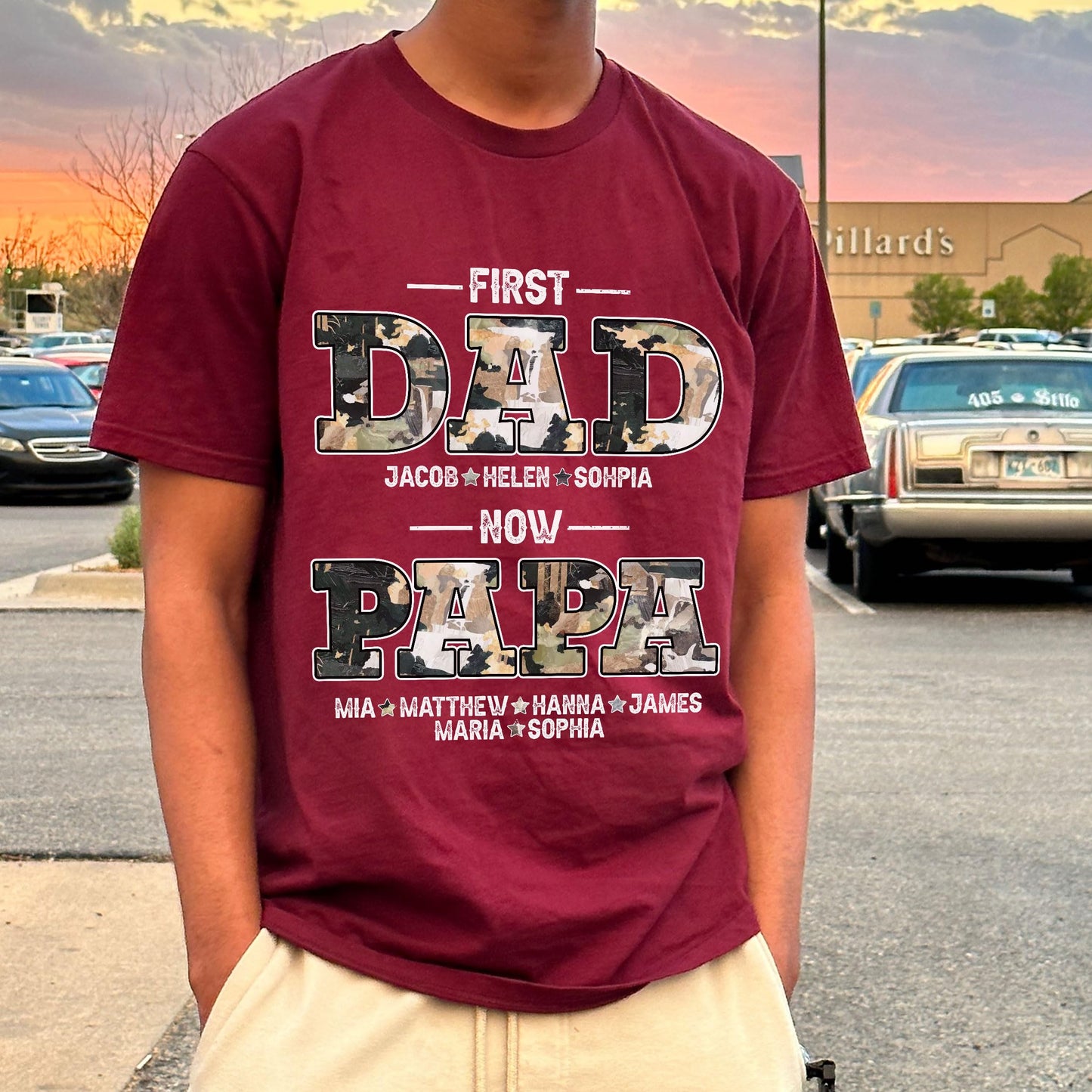 Personalized Fathers Day Shirts for Dad, Grandpa Shirt with Grandkids Names, Gifts for Dad Hunting Fishing