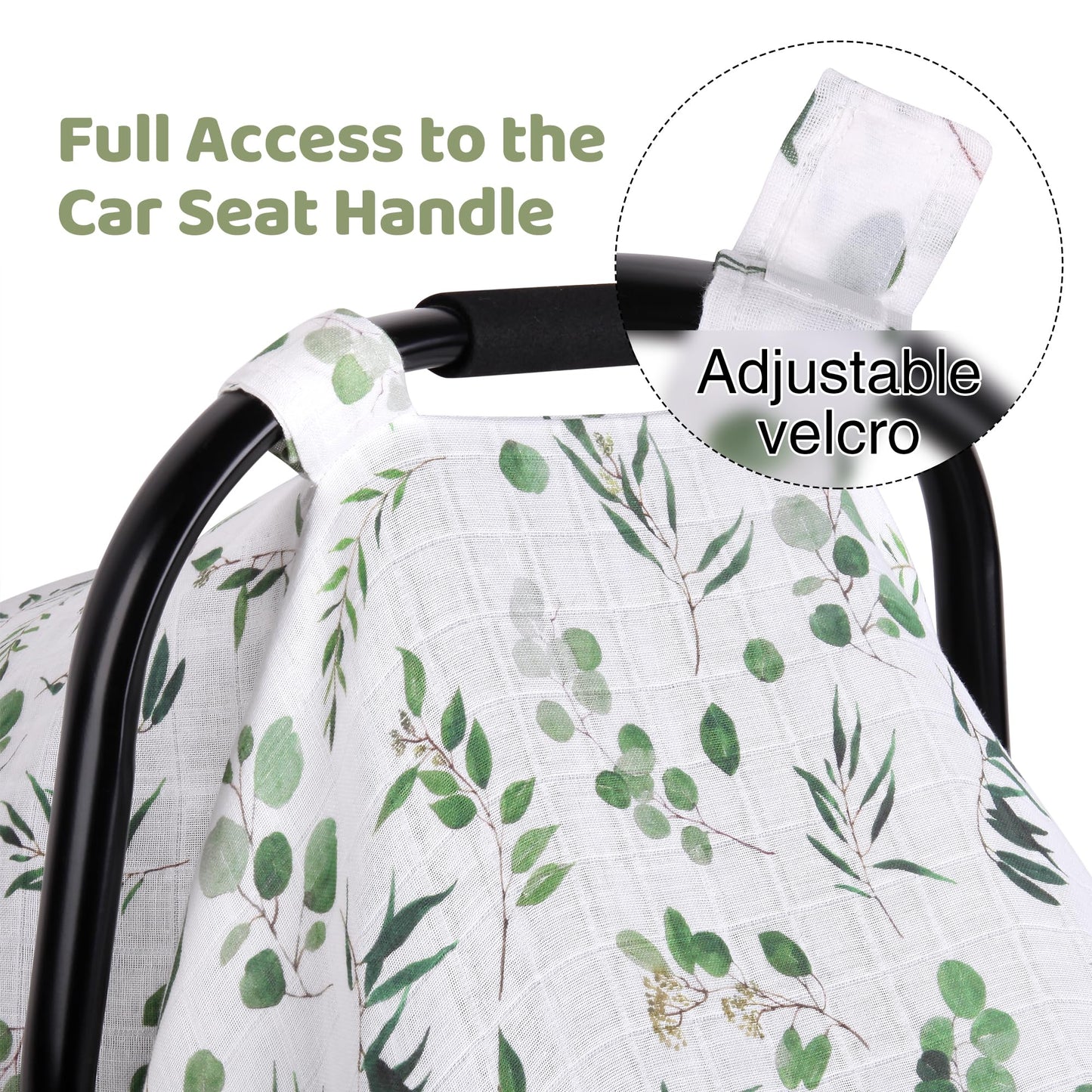 Rquite Car Seat Cover, Muslin Cotton Infant Car Seat Canopy, Breathable Baby Carrier Cover, Summer Stroller Sun Shade, Flower