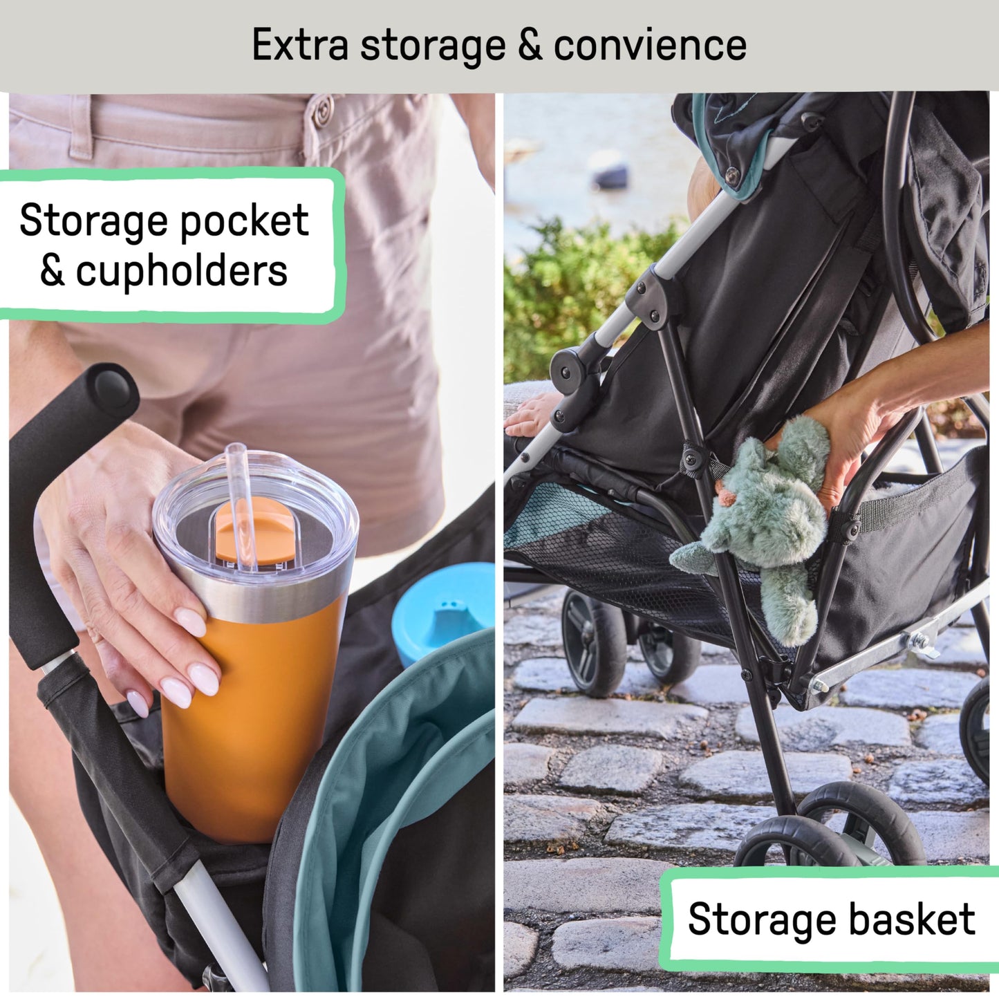 Summer by Ingenuity 3D Mini Convenience Stroller – Lightweight Stroller with Compact Fold, Multi-Position Recline, Canopy with Pop Out Sun Visor and More – Umbrella Stroller for Travel, Pink