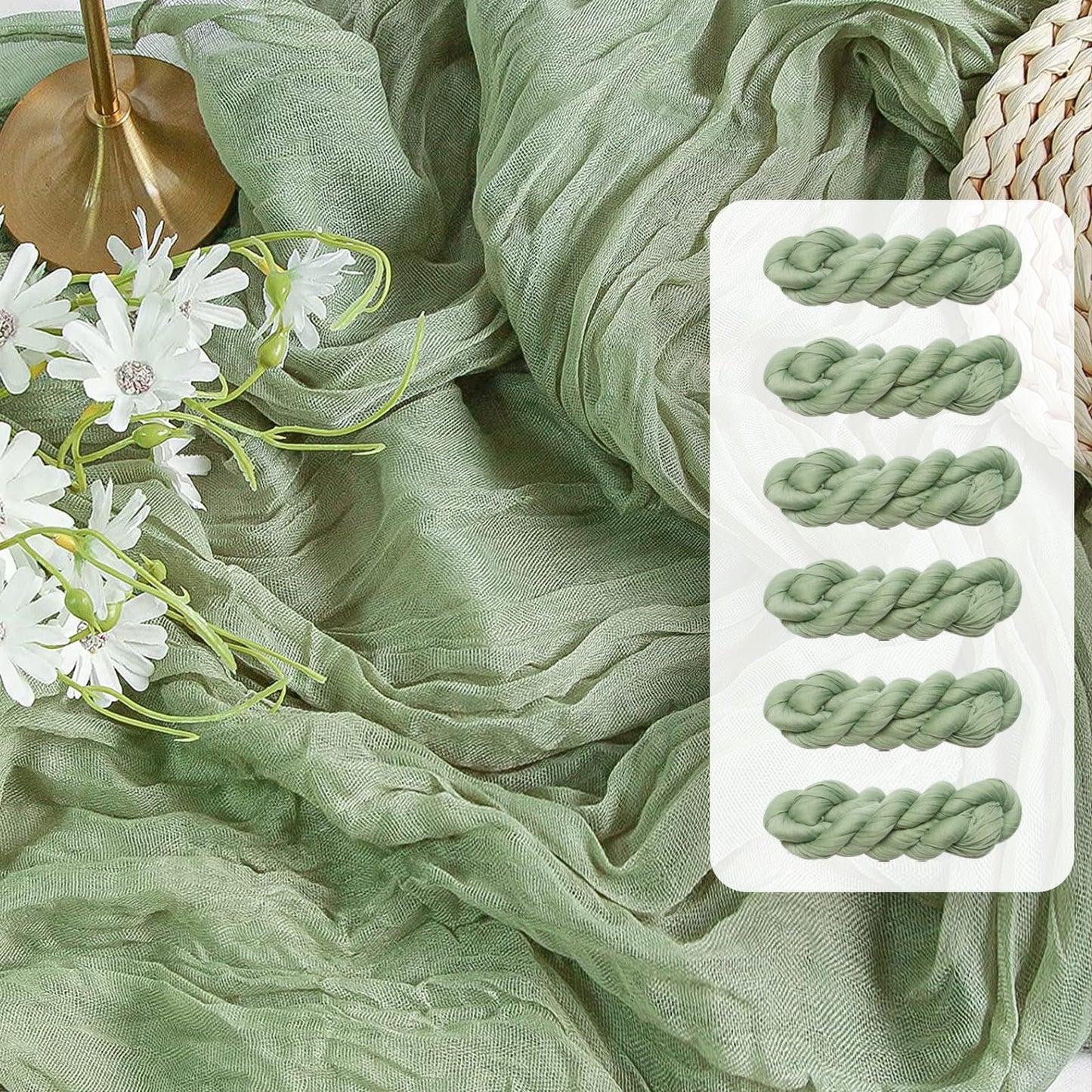 FEXIA Beige Cheesecloth Table Runner 35x120 Inches Ivory Gauze Rustic Boho Spring Easter Table Runner for Engagement Party Decorations Bridal Shower Wedding Party First Communion Centerpiece
