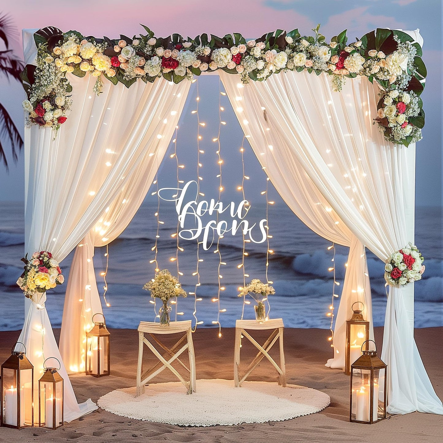 10x10ft Pink Backdrop Curtain with Lights String for Parties Wedding Wrinkle Free Soft Curtains Photo Backdrop Drapes for Girls Birthday Baby Shower Background Decorations 5x10ft, 2 Panels