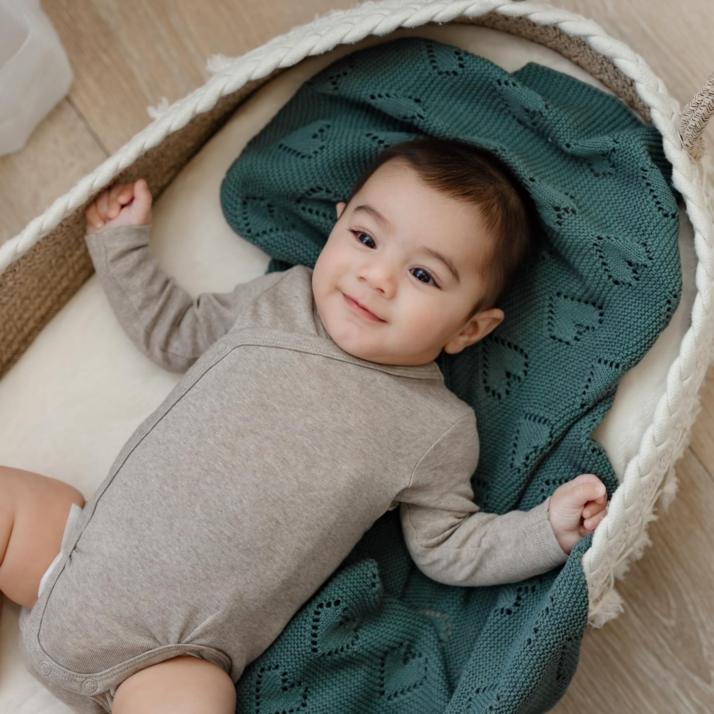 Swaddling Blanket for Girls - 100% Luxury Cotton Knit Heart Baby Blanket - Soft Warm Cozy Swaddle Receiving Stroller Crib Receiving Blanket for Newborns Infants & Toddlers (Pink, 0-2 Years)
