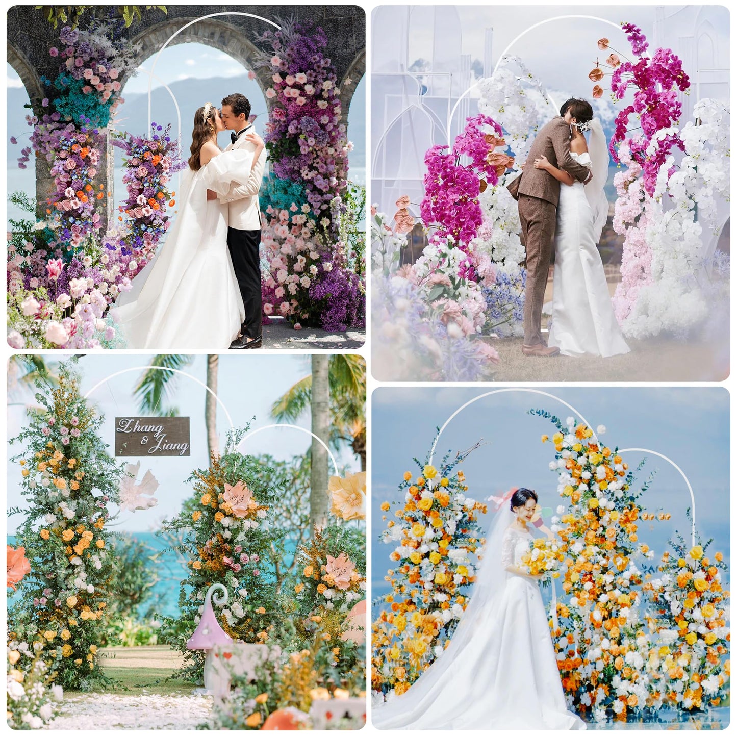 Wokceer Wedding Arch Backdrop Stand 7.2FT, 6.6FT White Metal Arch Stand Set of 2 for Birthday Party Wedding Ceremony Baby Shower Graduation Decoration