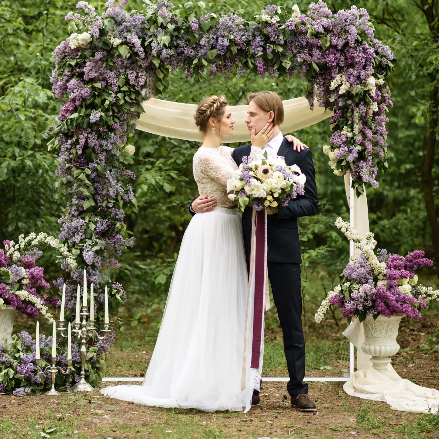 Wokceer Wedding Arch Backdrop Stand Square 6.6FTx6.6FT Gold Metal Balloon Arch Stand Garden Arbor Backdrop Frame for Wedding Birthday Party Baby Shower Photo Booth Background Decoration