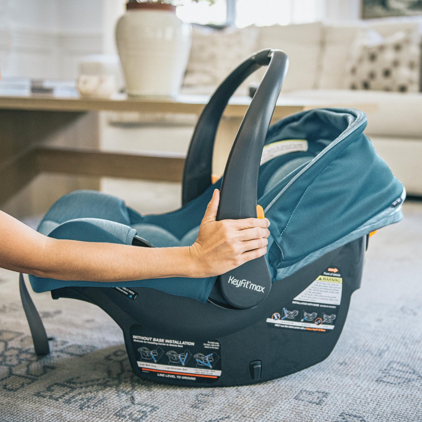 Chicco KeyFit® Max ClearTex® Infant Car Seat and Base, Rear-Facing Seat for Infants 4-30 lbs., Infant Head and Body Support, Compatible with Chicco Strollers, Baby Travel Gear | Lupine/Purple