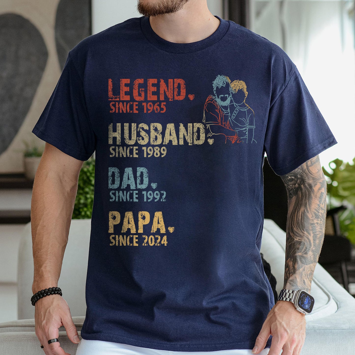 Personalized Fathers Day Shirts for Dad, Grandpa Shirt with Grandkids Names, Gifts for Dad Hunting Fishing