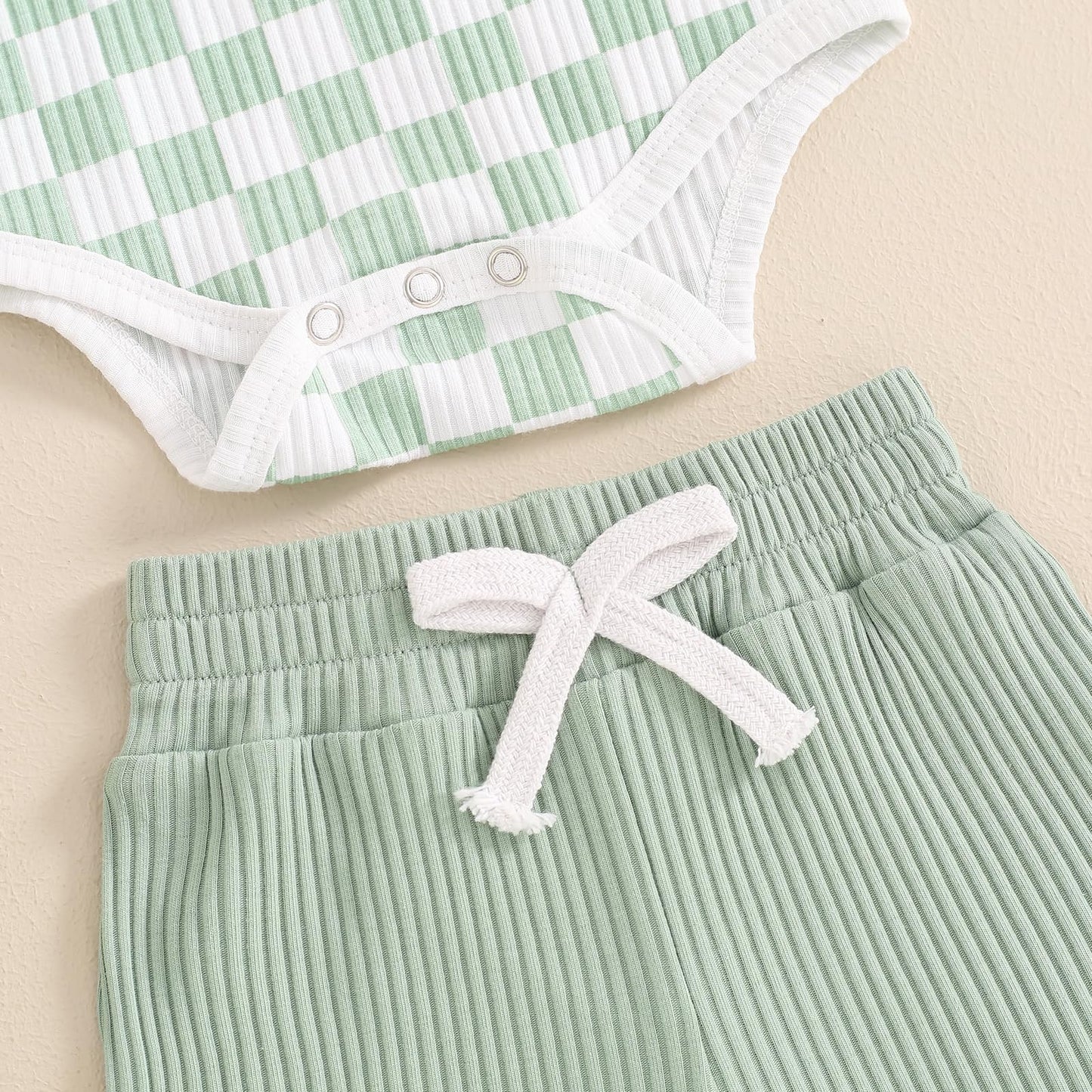 Newborn Baby Boy Girl Clothes 3 6 9 12 18 Months Ribbed Knit Short Sleeve Romper Shorts Set Infant Summer Outfits