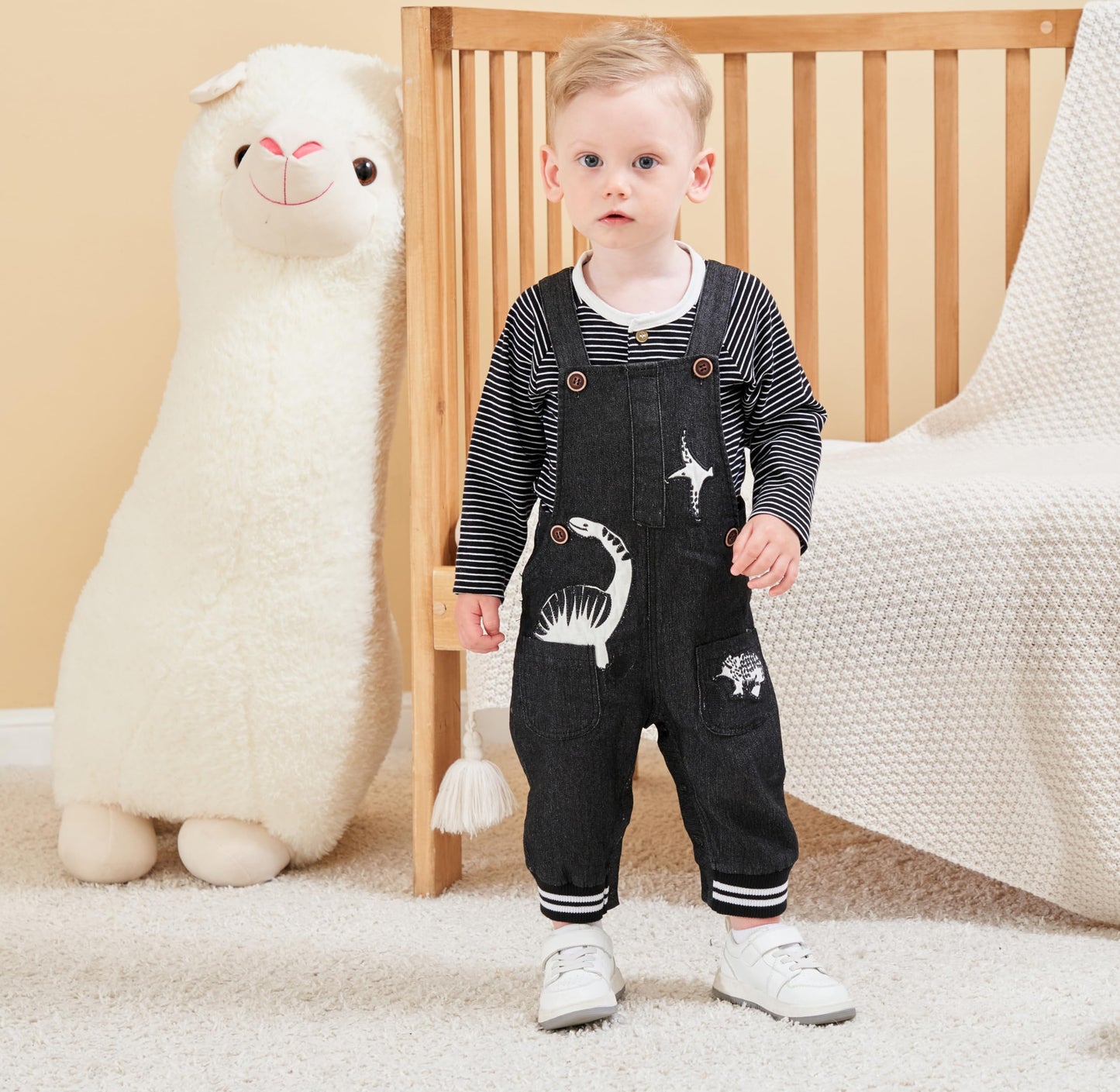 Baby Boy Clothes Set Infant Boy's Long Sleeve Romper+Dinosaur Denim Overalls Toddler Boys Fall Winter Outfits Suit