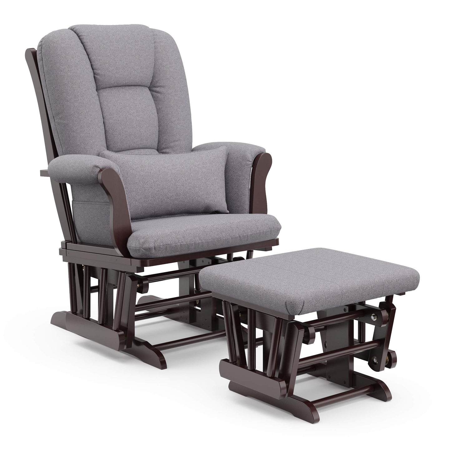 Storkcraft Tuscany Custom Glider and Ottoman with Free Lumbar Pillow (White/Slate Gray Swirl) - Cleanable Upholstered Comfort Rocking Nursery Chair with Ottoman