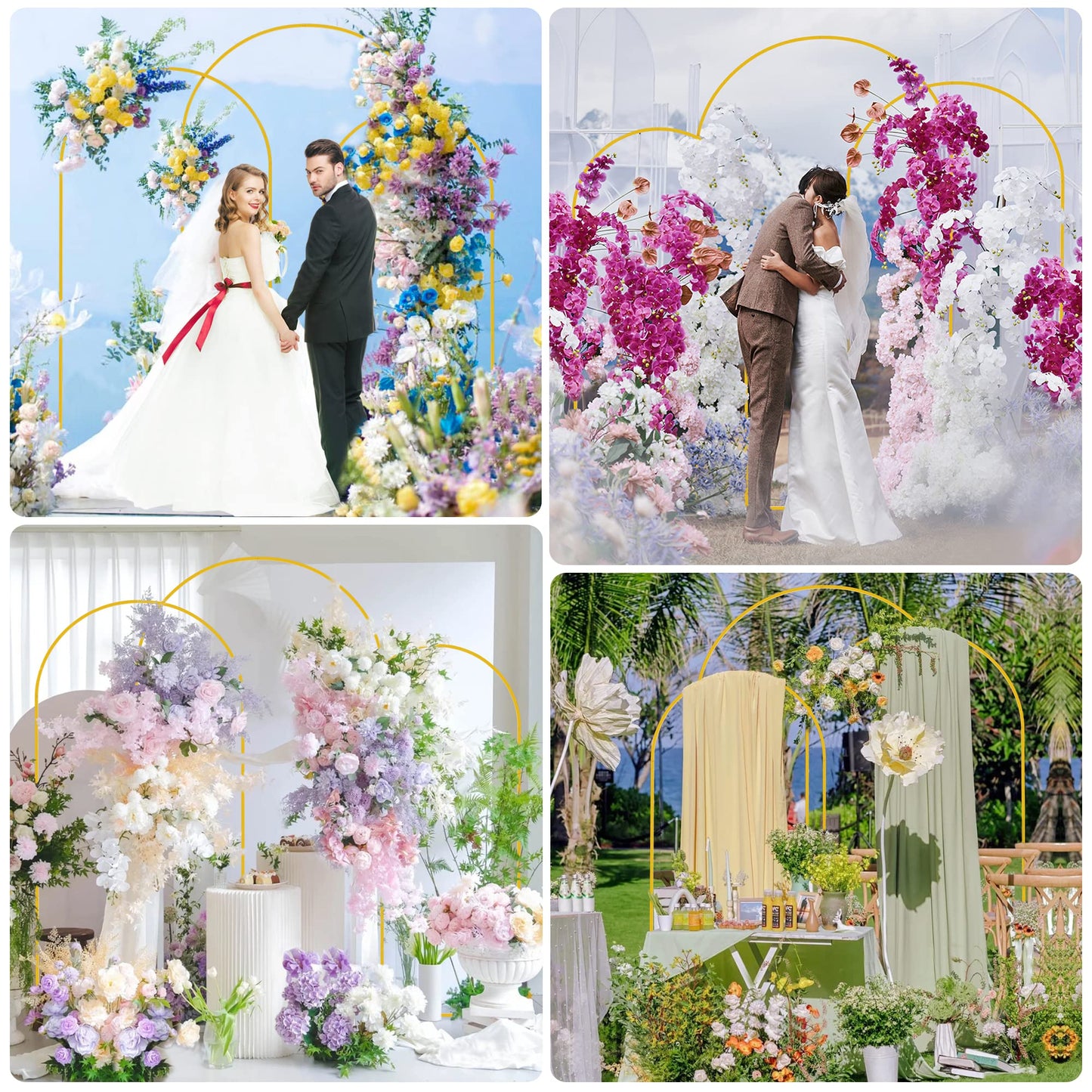 Wokceer Wedding Arch Backdrop Stand 6FT, 5FT, 4FT Set of 3 Gold Metal Arch Stand for Wedding Ceremony Baby Shower Birthday Party Decor