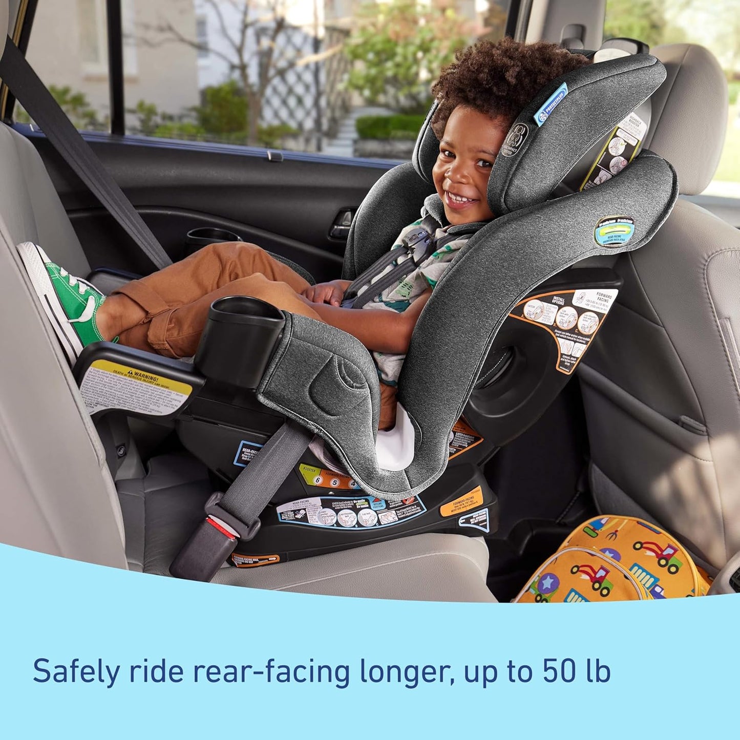 Graco Extend2Fit Convertible Baby Car Seat, Rear and Forward Facing, Adjustable Extension Panel for Extra Legroom, Gotham