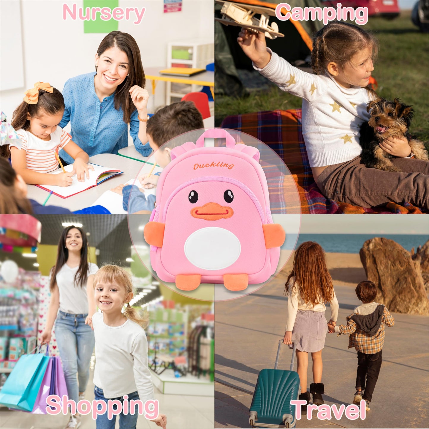 Toddler Backpacks for Boys Girls 2-4 Cute 3D Kids Duck Schoolbag with Baby Leash for Small Preschool Kindergarten Bookbag Cartoon Mini Travel Bags 10inch (Yellow)