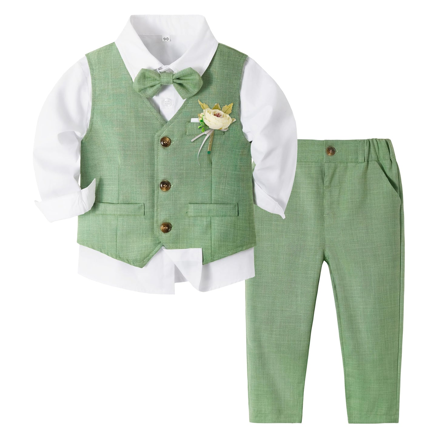 Volunboy Baby Boys Formal Wedding Ring Bearer Outfits Toddler Gentleman Bowtie Vest Guest Suits Dress Shirt Pants Set