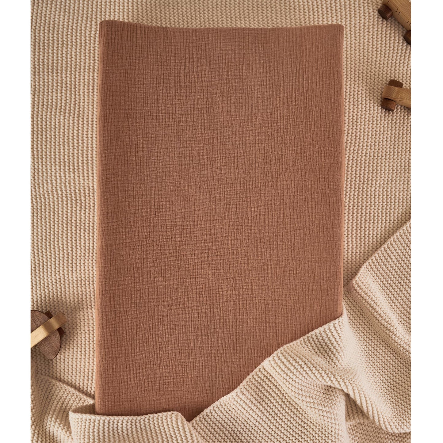 TILLYOU Muslin Changing Pad Cover for Girls Boys, Soft and Breathable Baby Diaper Changing Pad Cover, 2 Pack Light Purple&Light Pink