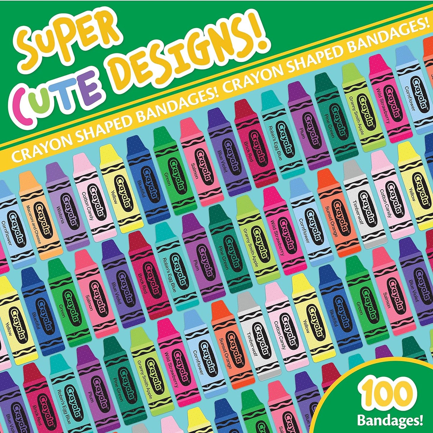 Crayola Shaped Kids Bandages, 100 CT | Great for Birthdays, Party Supplies, Stickers, Stocking Stuffer or White Elephant Gift | Adhesive Bandages for Minor Cuts, Scrapes, & Burns