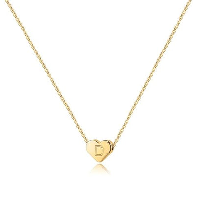 Turandoss Mothers Day Gifts for Mom Wife Women Girls - 14K Gold Plated Heart Pendant Letter Alphabet Necklace Tiny Initial Necklaces Heart Initial Necklace Gifts for Women Teens