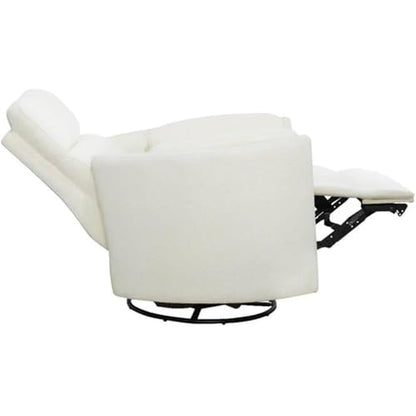 Pemberly Row Contemporary Fabric Swivel Glider Recliner in Ivory
