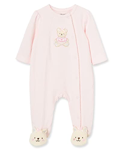 Little Me Clothes for Baby Girls' 100% Cotton Scratch-Free Tag Footie Sleeper, Preemie to 9 Months