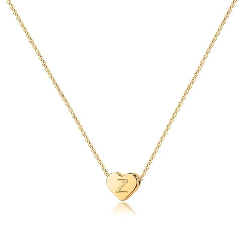 Turandoss Mothers Day Gifts for Mom Wife Women Girls - 14K Gold Plated Heart Pendant Letter Alphabet Necklace Tiny Initial Necklaces Heart Initial Necklace Gifts for Women Teens