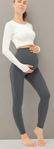JOYSPELS Smooth Feeling Maternity Leggings Over The Belly with Pockets Workout Pregnancy Leggings