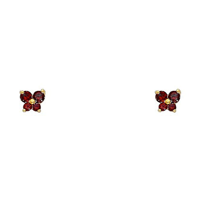 14k REAL Yellow Gold Butterfly Stud Earrings with Screw Back- 12 Different Color Available
