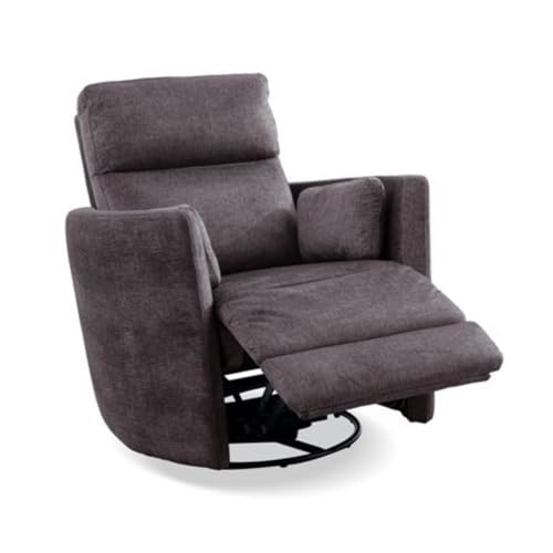 Pemberly Row Contemporary Fabric Swivel Glider Recliner in Ivory