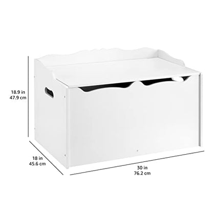 Amazon Basics Kids Toy Box, Wooden Organizer Storage Chest, Pink, 30" x 18" x 19"